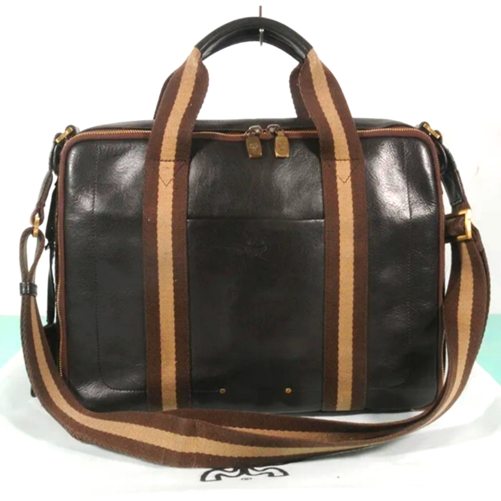 SOLD MCM 2way Leather Document Notebook Cross Shoulder Bag + Dust Bag. - Picture 1 of 10